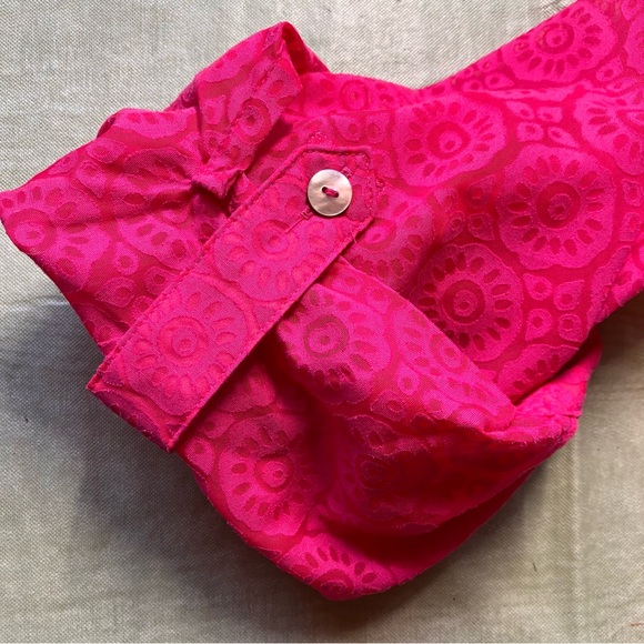 Foxcroft Collared Front Button Adjustable Sleeve Fuchsia Shirt, 14W - Picture 6 of 14